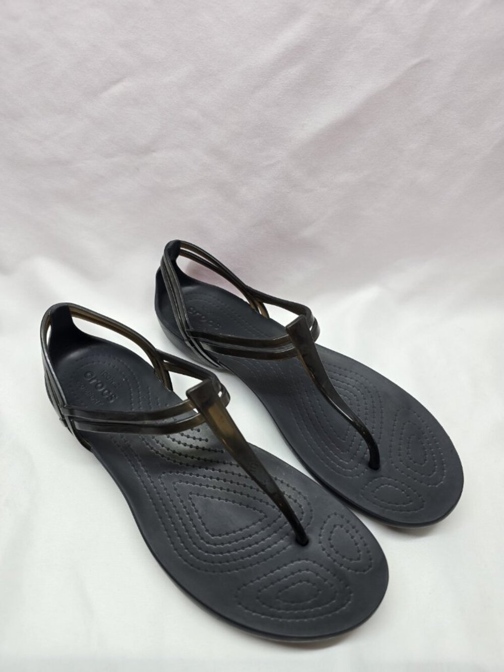 Crocs Isabella Women's Size 9 Black Jelly T-Strap Iconic Comfort Sandals